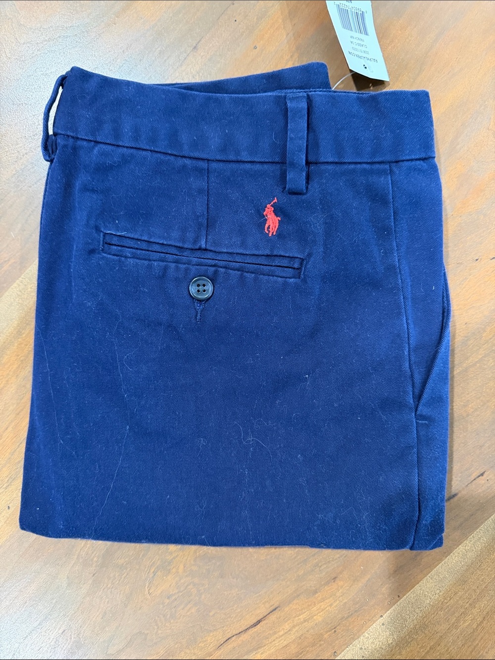 Polo by Ralph Lauren Navy Boys Chino Pants with Red Polo Logo
